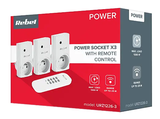 Gniazda sieciowe sterowane pilotem 3+1 URZ1226-3 pudełko